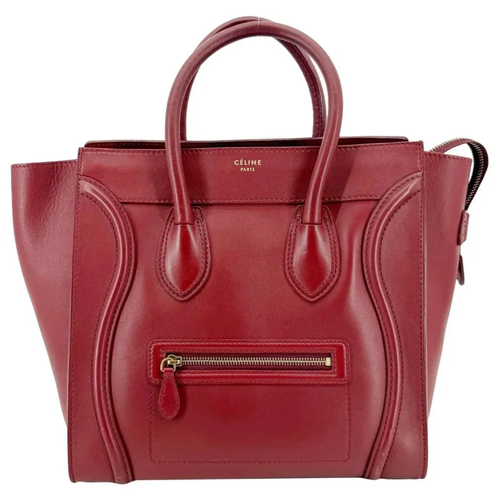 Celine  Nano Luggage Leather Satchel Bag Burgundy - Picture 4 of 15